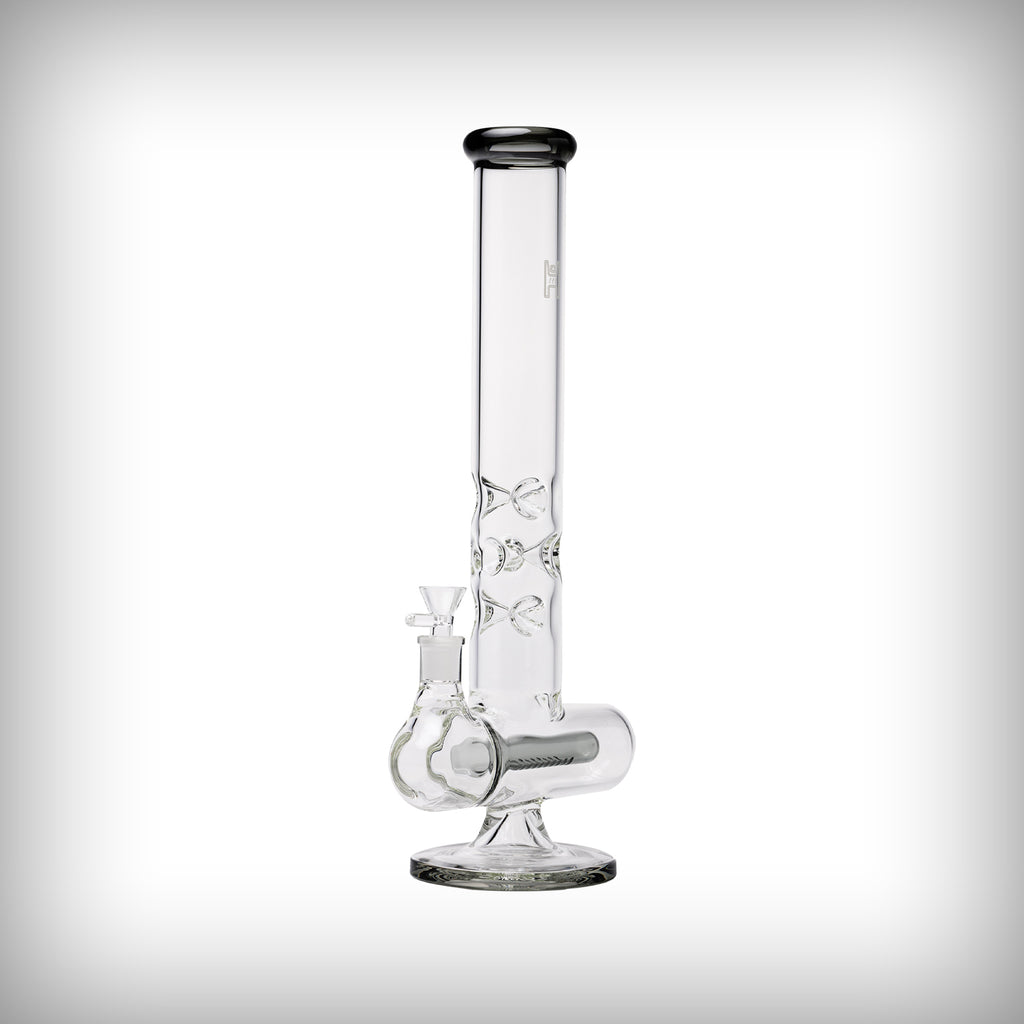 Human Grade Inline Tube Triple Ice Catch water pipe with dark glass accents