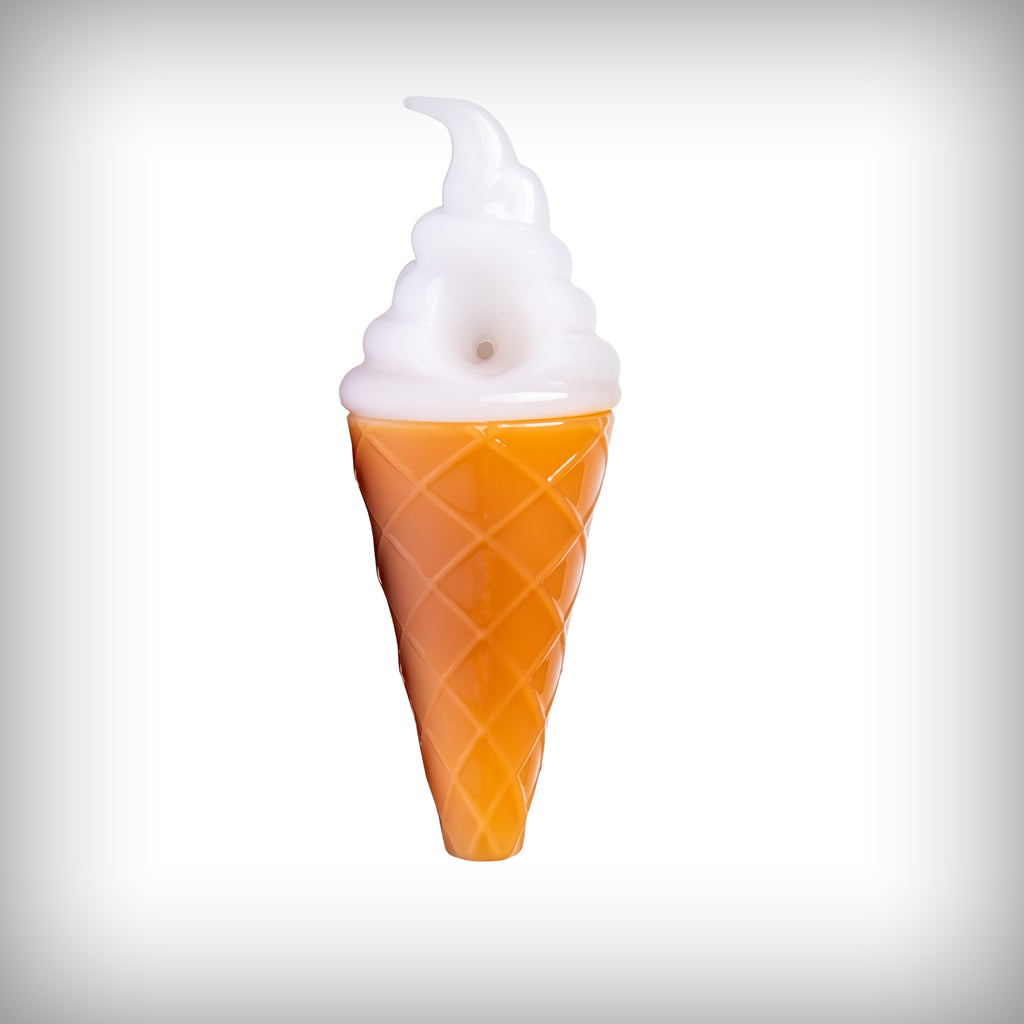 IGFUN! Ice Cream Hand Pipe in Vanilla with white swirl and orange cone design