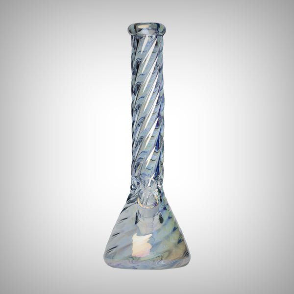 Iridescent swirl bong with twisted glass body