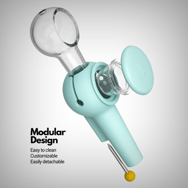 Light blue The Pipe by Weday exploded view showing removable modular components