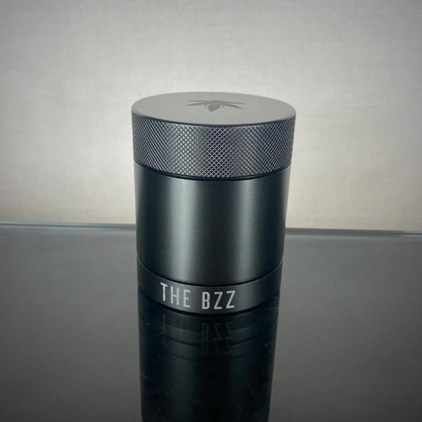 Lockable black stash box with airtight stash jars and accessories