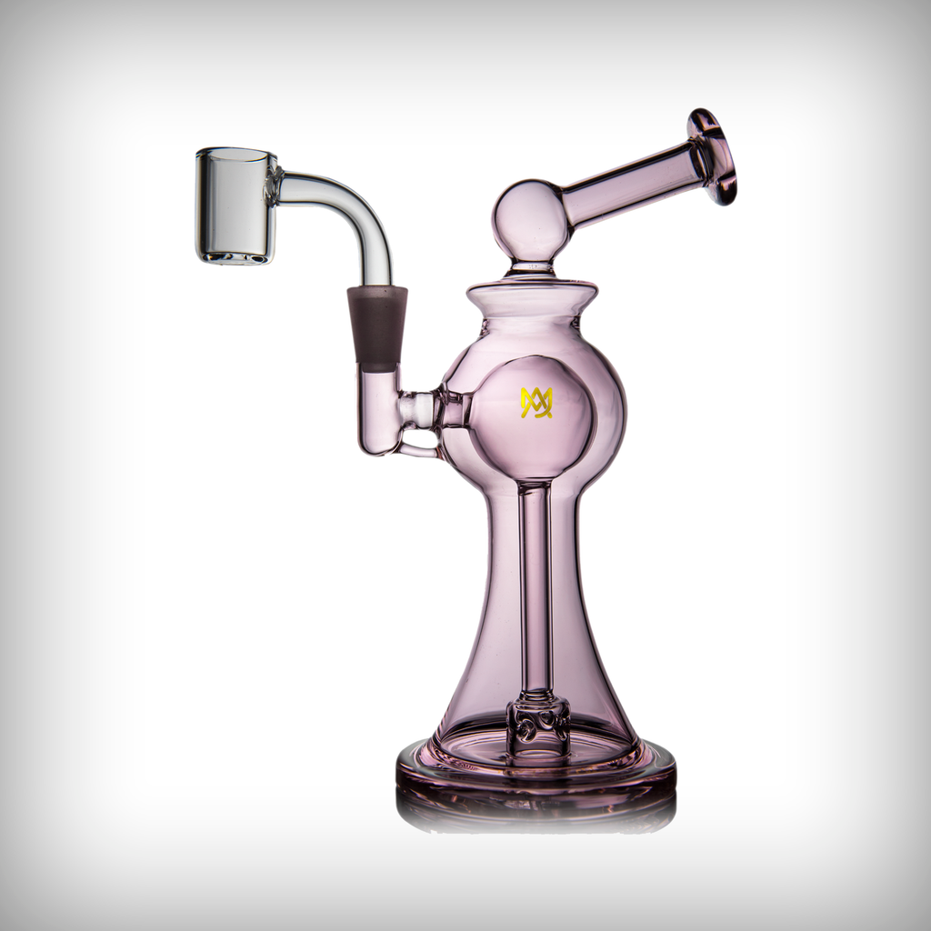 MJ Arsenal Apollo Mini Rig in clear glass with 10mm quartz banger attached