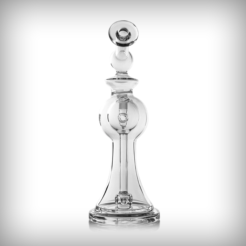 MJ Arsenal Apollo Mini Rig in clear glass with quartz banger, front angle
