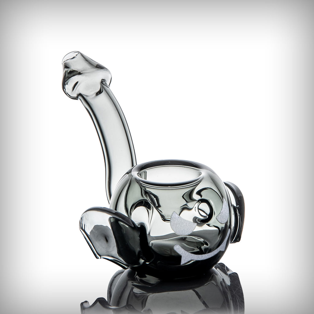 MJ Arsenal Bat Hand Pipe angled view showing bat-shaped glass body and curved mouthpiece