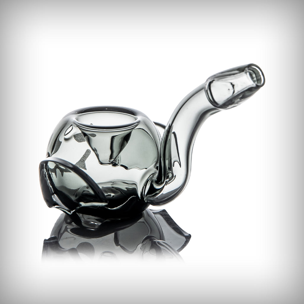 MJ Arsenal Bat Hand Pipe front view in smoky borosilicate glass