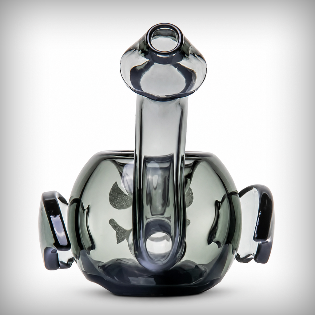 MJ Arsenal Bat Hand Pipe side profile with curved glass mouthpiece