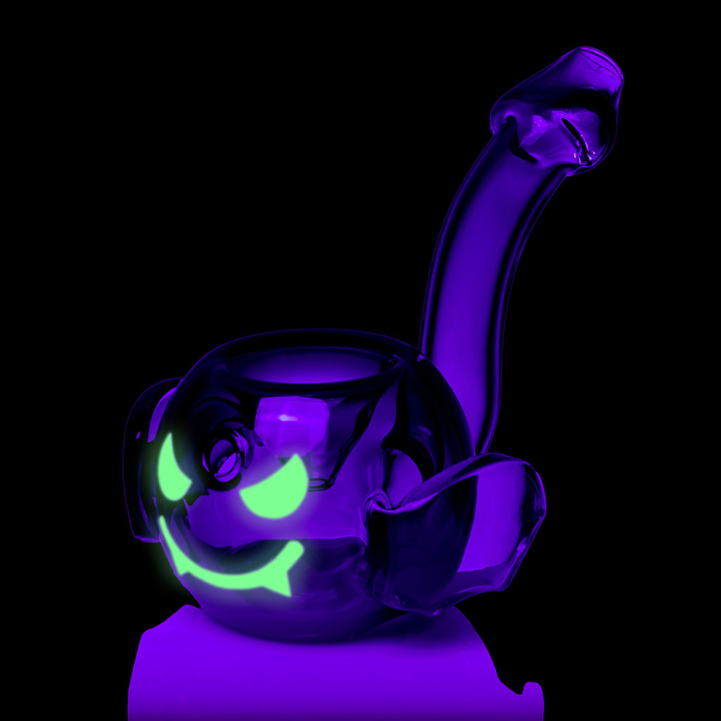 MJ Arsenal Bat Hand Pipe upright view showing bat-inspired glass design
