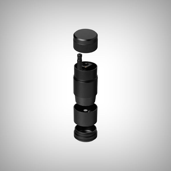 MJ Arsenal Capsule grinder and dugout shown partially disassembled in black