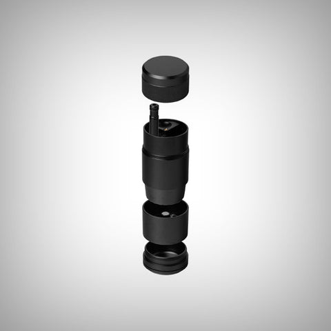 MJ Arsenal Capsule grinder and dugout shown partially disassembled in black