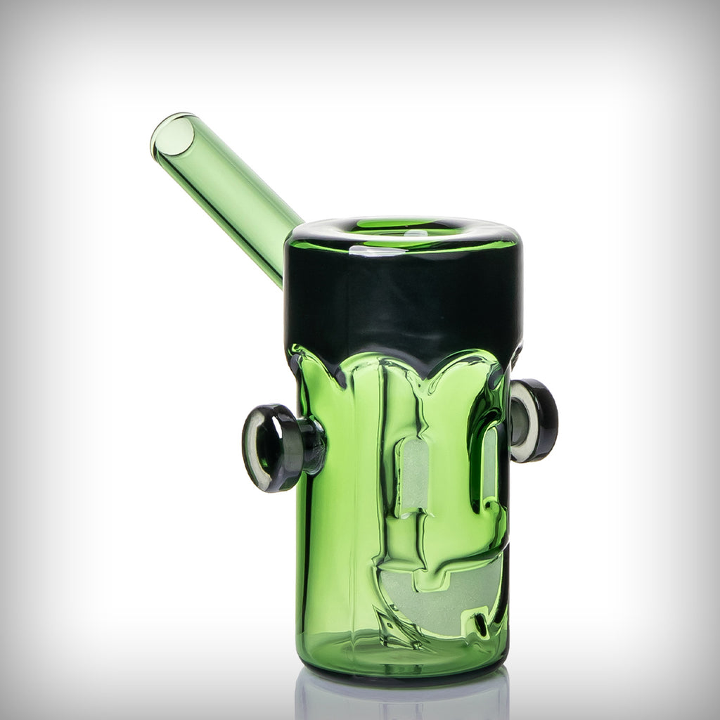 MJ Arsenal Frankenbubbler angled view showing top opening and glass stem