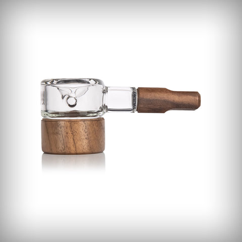 MJ Arsenal Granby Hand Pipe side angle showing glass bowl and walnut mouthpiece