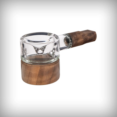MJ Arsenal Granby Hand Pipe with clear glass body and black walnut accents