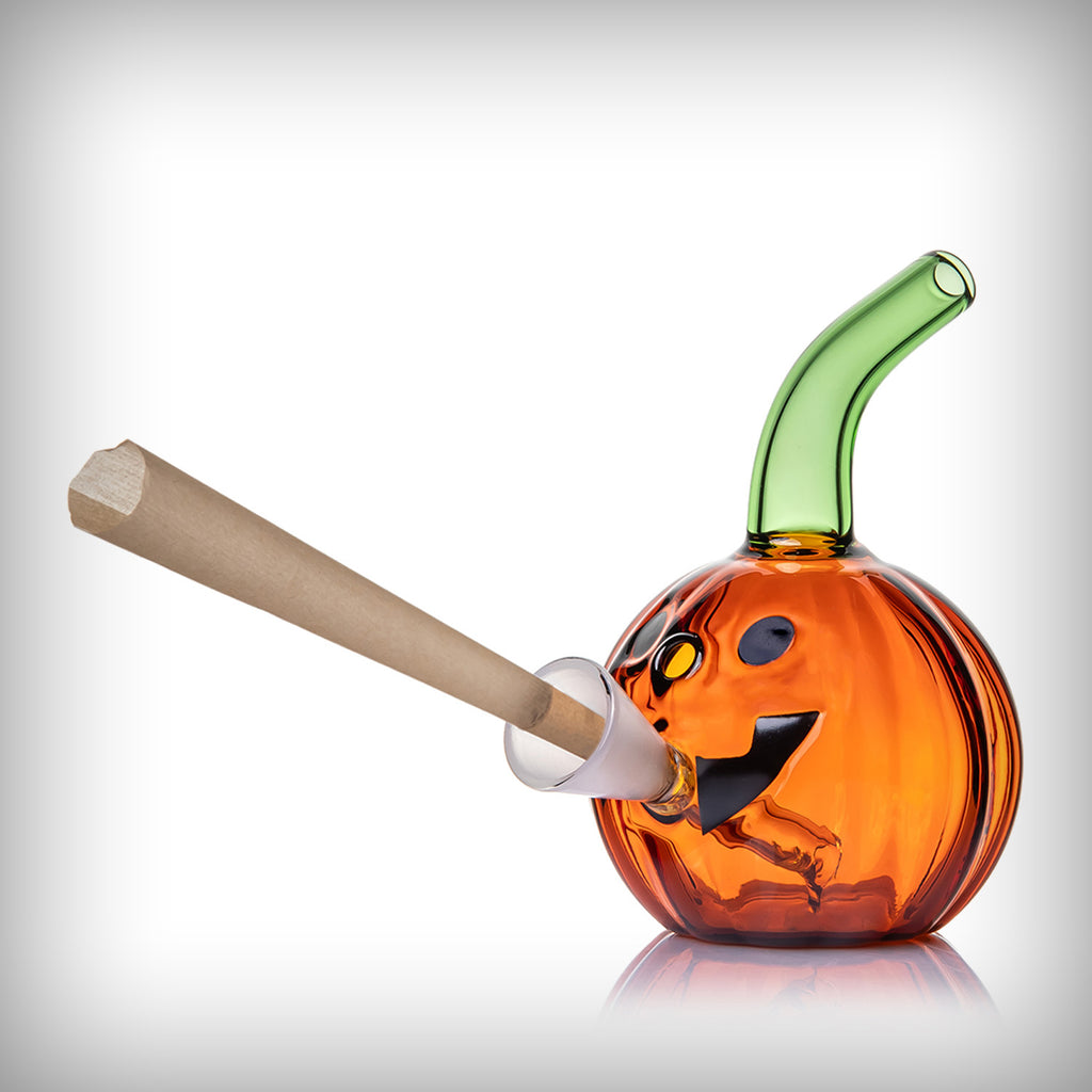 MJ Arsenal Jack O'Ripper Blunt Bubbler side view with cone inserted into the glass holder
