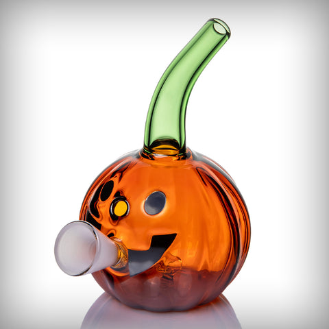 MJ Arsenal Jack O'Ripper Blunt Bubbler with orange jack-o'-lantern design and green mouthpiece