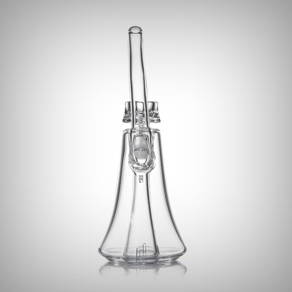MJ Arsenal Lumina Bubbler angled view showing glass body and mouthpiece