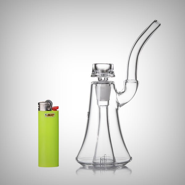 MJ Arsenal Lumina Bubbler elevated angle with clear borosilicate body