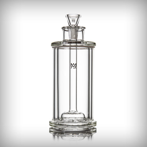 MJ Arsenal Piston Gravity Bong fully assembled with clear glass body, internal core, and removable glass slide.
