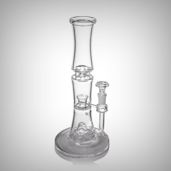 MJ Arsenal Spire water pipe side view showing clear borosilicate glass design