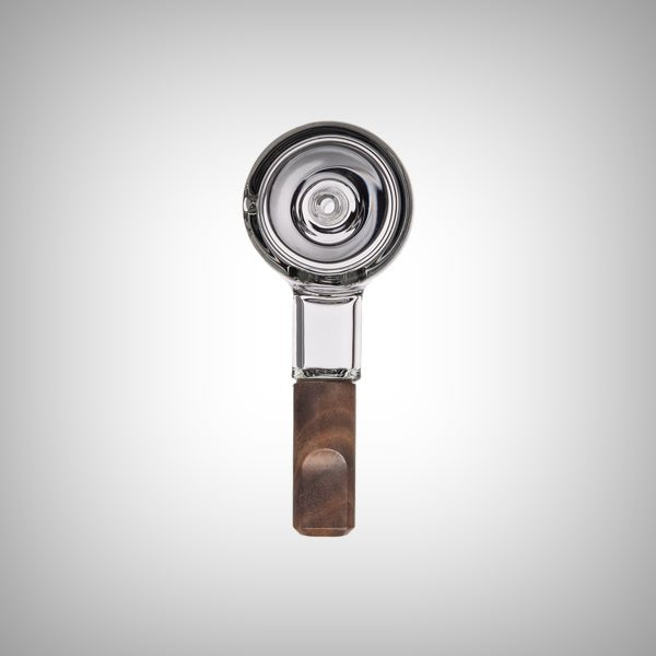 MJ Arsenal Steamboat Bubbler top view showing circular glass opening and walnut accent