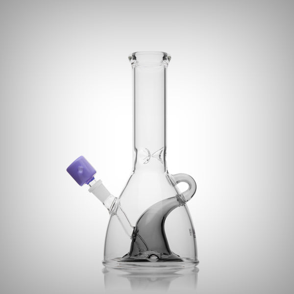 MJ Arsenal x A Good Witch A Good Bong glass water pipe with purple bowl, front three-quarter view