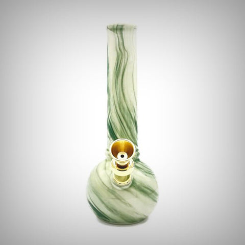 Minh Le Studio Granite ceramic water pipe with green marbled finish and brass bowl