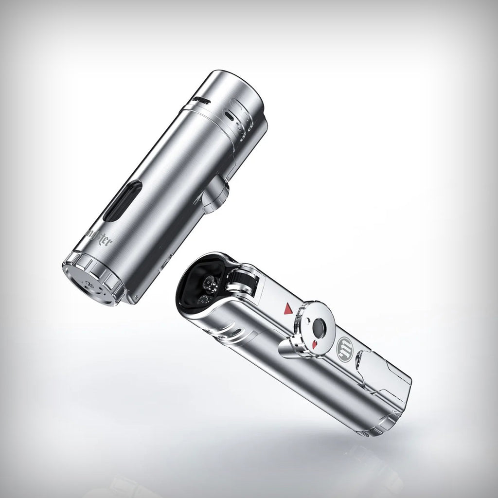 Myster SABR Torch Lighter shown open with lower tool section extended