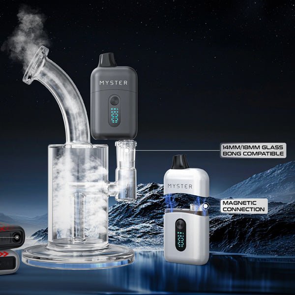 Myster WaxBox portable vaporizer with 14mm water pipe attachment