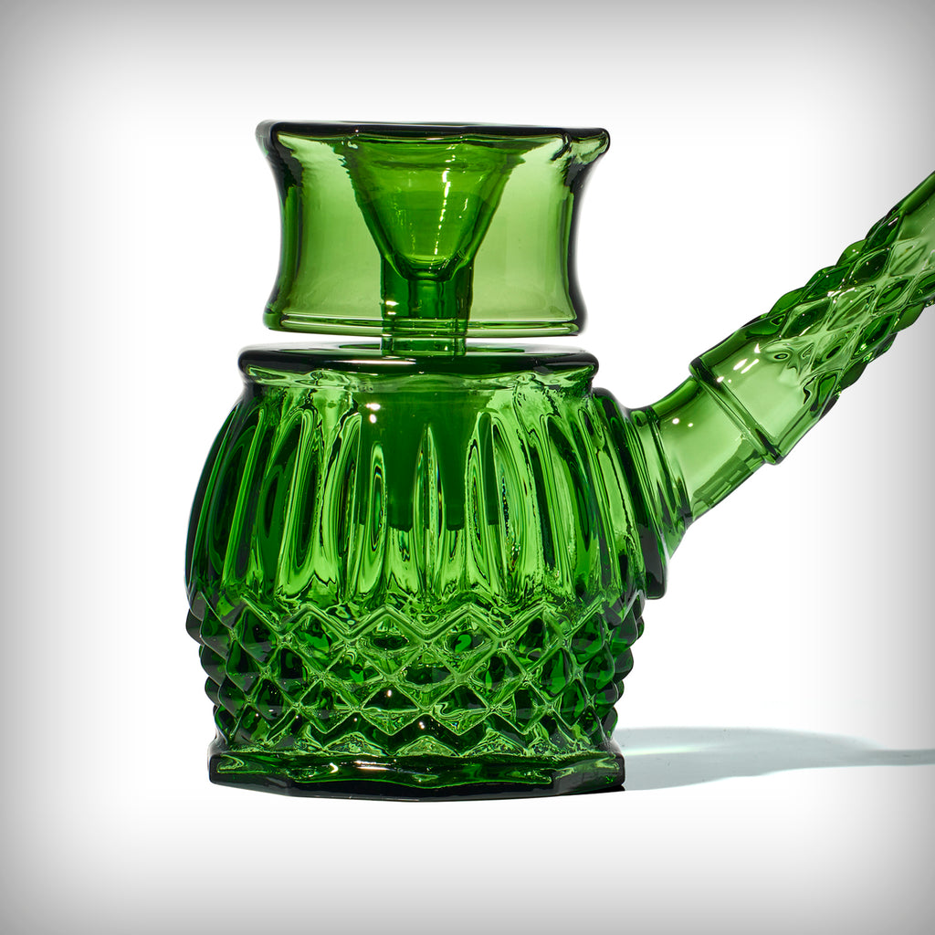 NWTN Home Highball borosilicate glass bubbler in Emerald, side view