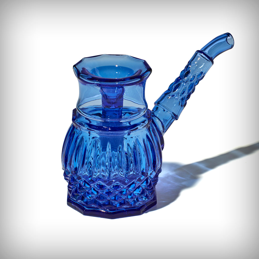 NWTN Home Highball borosilicate glass bubbler in Lapis blue