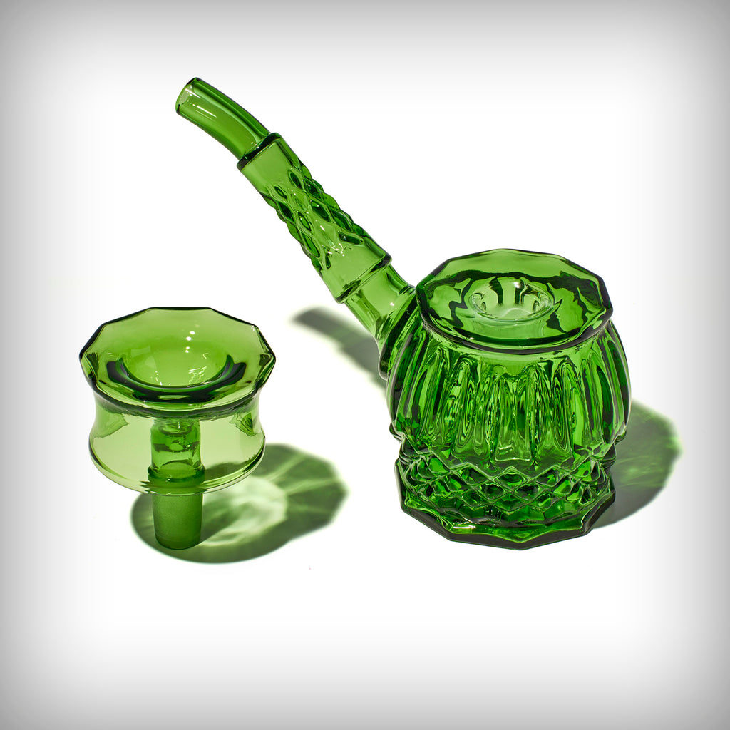 NWTN Home Highball glass bubbler in Emerald with included 14mm glass slide
