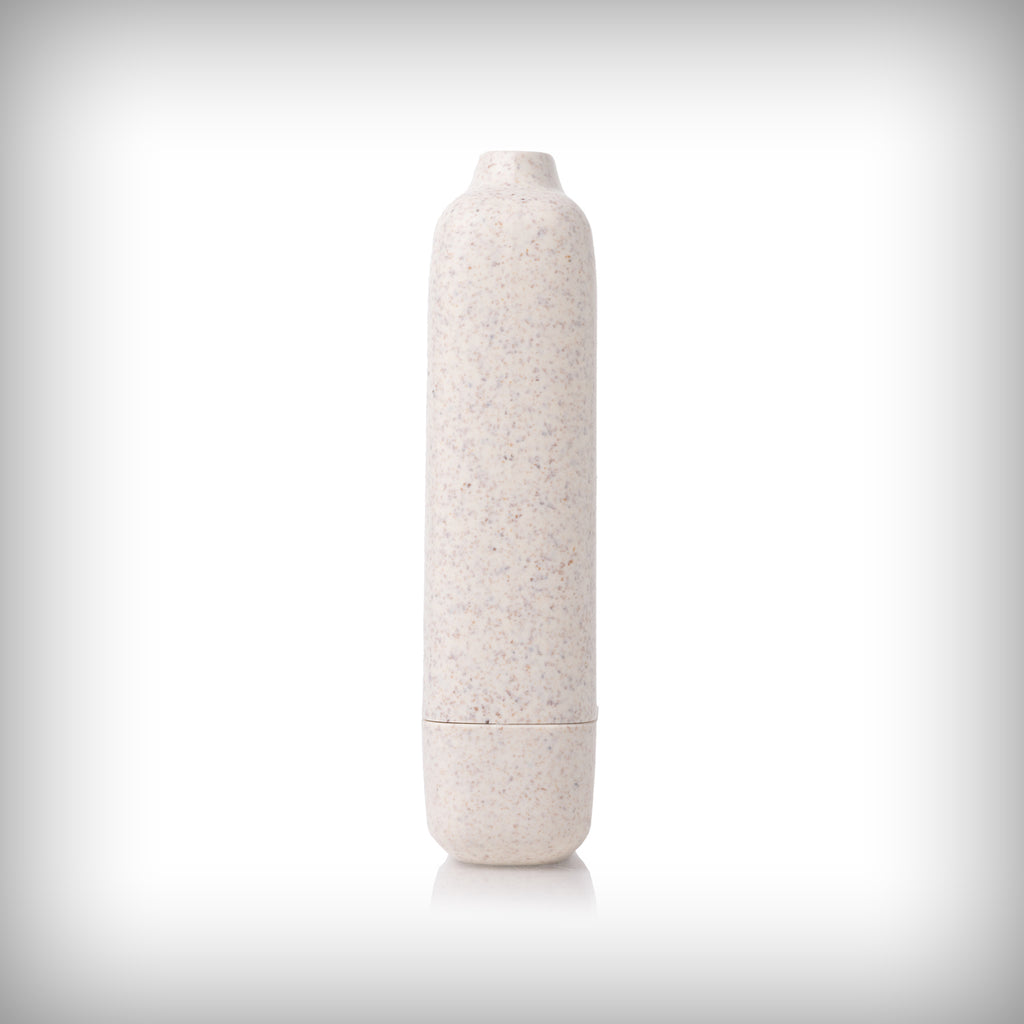 Narrow side view of the white MJ Arsenal Houdini Bio smoke filter