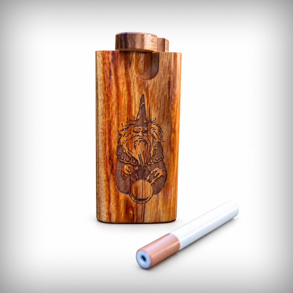 One-hitter dugout standing upright with one-hitter beside it