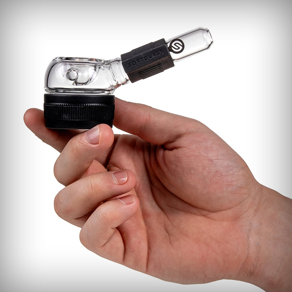 Onyx Softglass Core Hand Pipe held in hand showing compact size