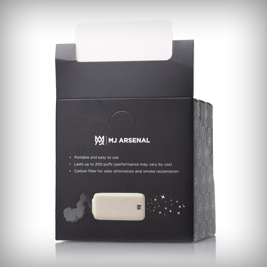 Open black MJ Arsenal Houdini retail box showing the rear panel