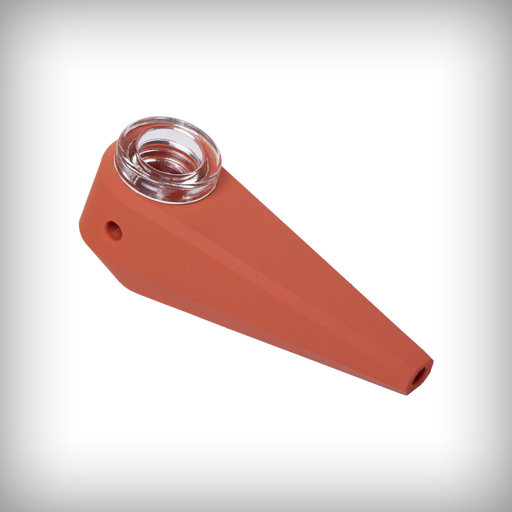 Orange Softglass Token Hand Pipe with removable glass bowl