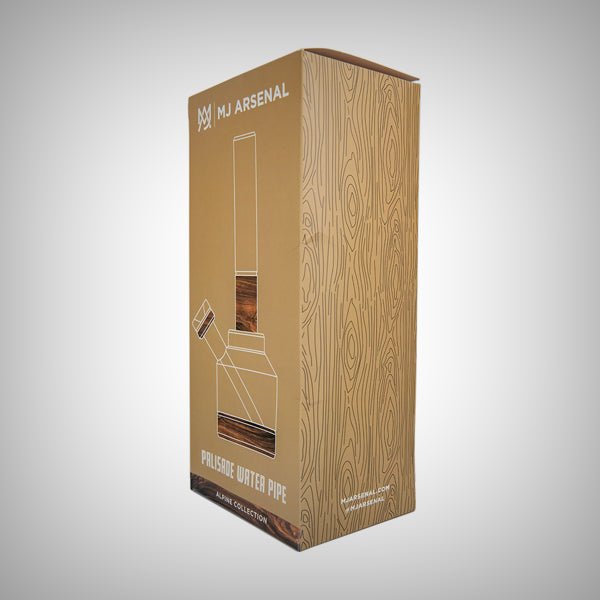 Palisade glass water pipe featuring a 14mm connection and walnut detailing