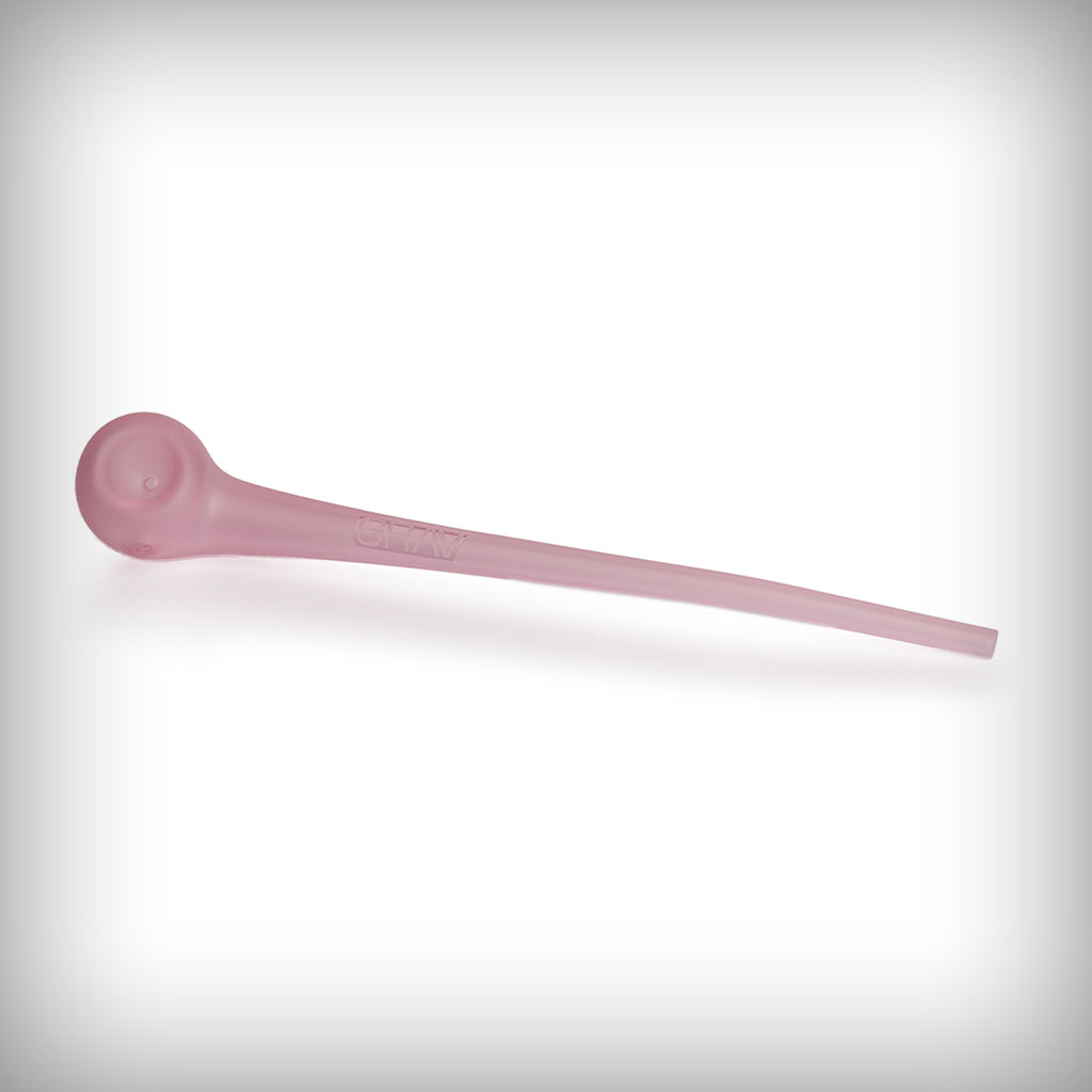 Pink GRAV Sandblasted Gandalf glass pipe shown in side profile