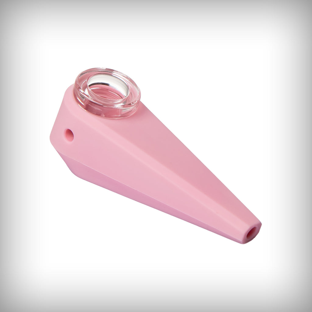 Pink Softglass Token Hand Pipe with removable glass bowl
