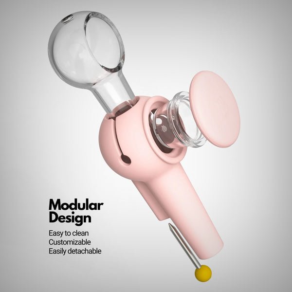 Pink The Pipe by Weday with integrated cap removed and bowl visible