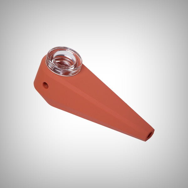 Platinum-cured silicone hand pipe with glass bowl