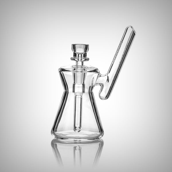 Portable GRAV glass bubbler with splash-resistant stem