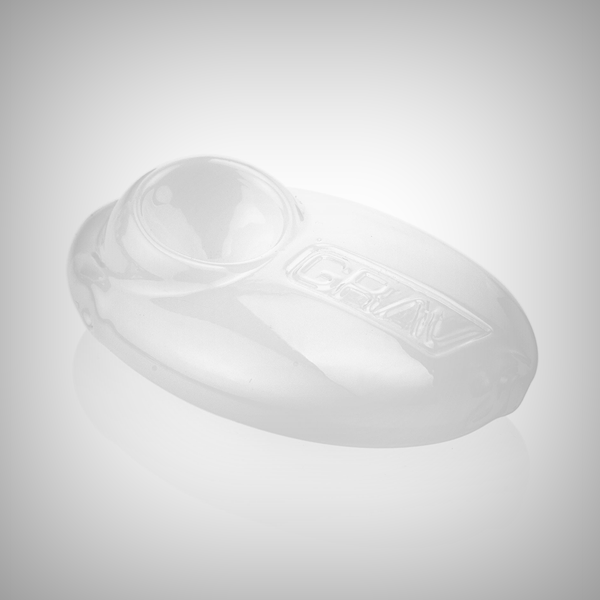 Portable glass spoon pipe with pebble-inspired design