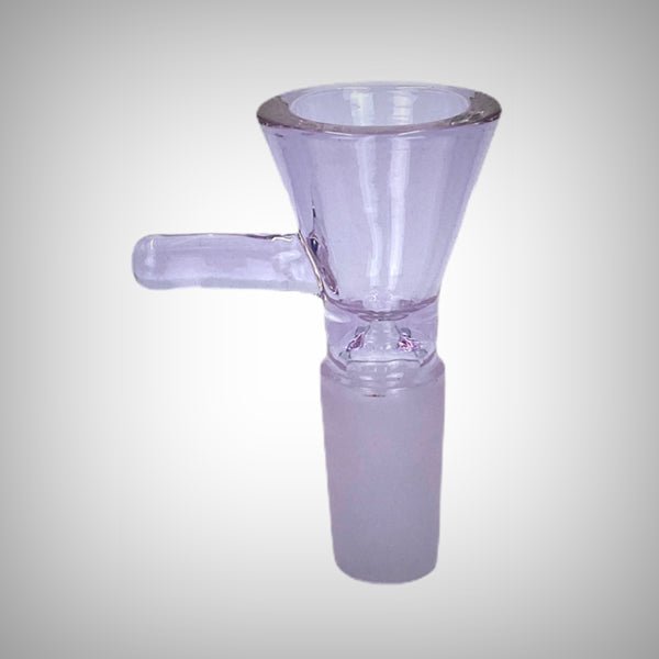 Prism 14mm clear glass bowl with male joint and side handle
