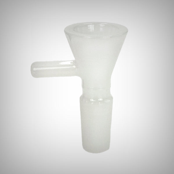 Prism 14mm frosted pink glass bowl with male joint and side handle