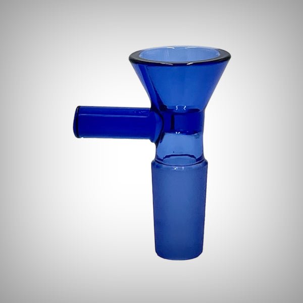 Prism 14mm teal glass bowl with male joint and side handle