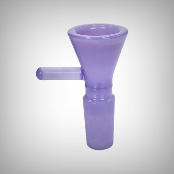 Prism 14mm transparent pink glass bowl with male joint and side handle