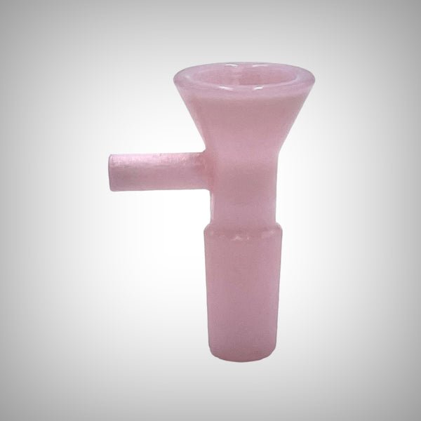 Prism 14mm white glass bowl with male joint and side handle