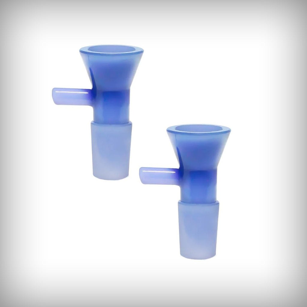 Prism 18mm bowl in Blueberry blue borosilicate glass, two-piece bundle