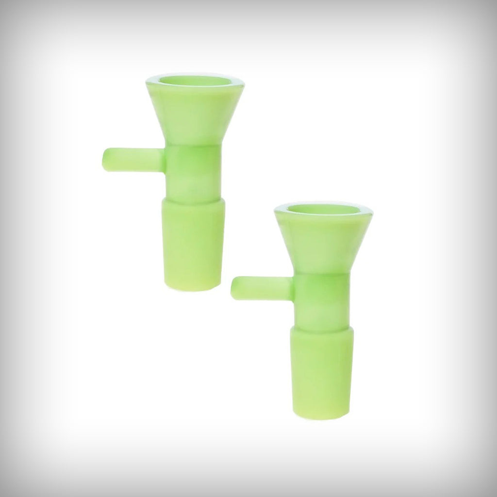 Prism 18mm bowl in Key Lime green borosilicate glass, two-piece bundle