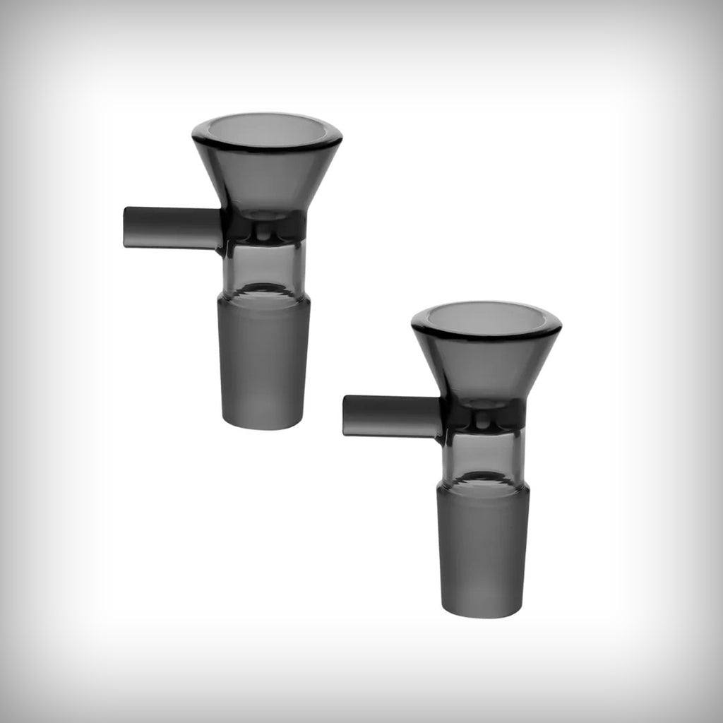 Prism 18mm bowl in Midnight black borosilicate glass, two-piece bundle